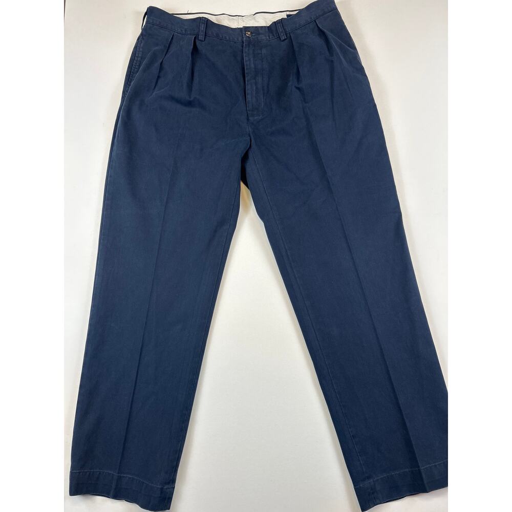 Polo Ralph Lauren Chino Pants Mens 36x30 Pleated Blue Logo Preppy Workwear